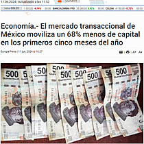 Economa.- El mercado transaccional de Mxico moviliza un 68% menos de capital en los primeros cinco meses del ao